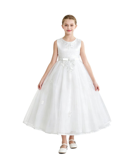 kids atelier tulleen White Azalina Satin Tulle Dress