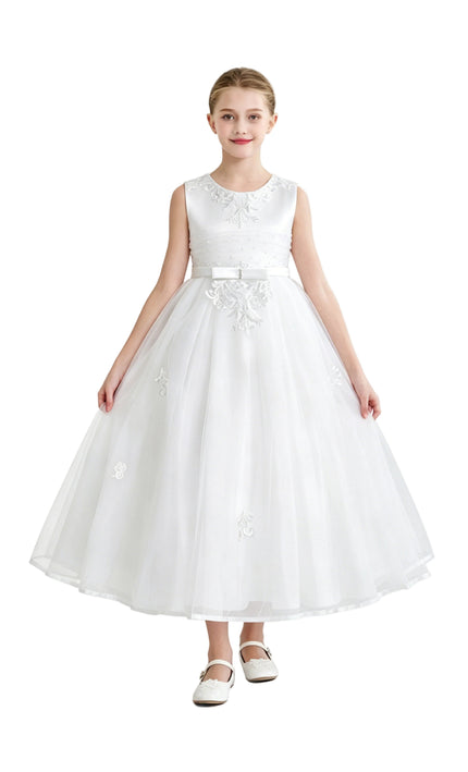kids atelier tulleen White Azalina Satin Tulle Dress