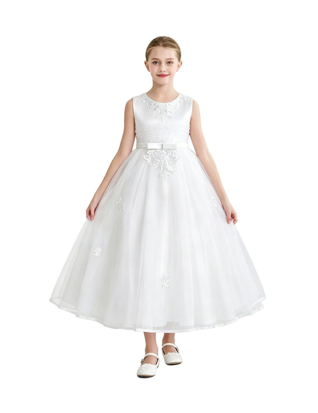 kids atelier tulleen White Azalina Satin Tulle Dress