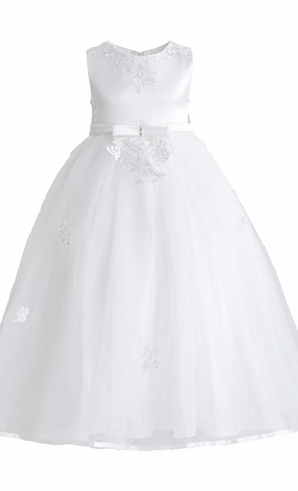 kids atelier tulleen White Azalina Satin Tulle Dress