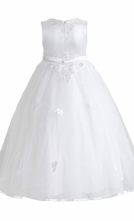 kids atelier tulleen White Azalina Satin Tulle Dress