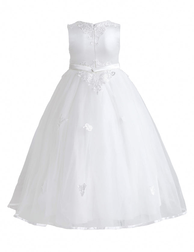 kids atelier tulleen White Azalina Satin Tulle Dress