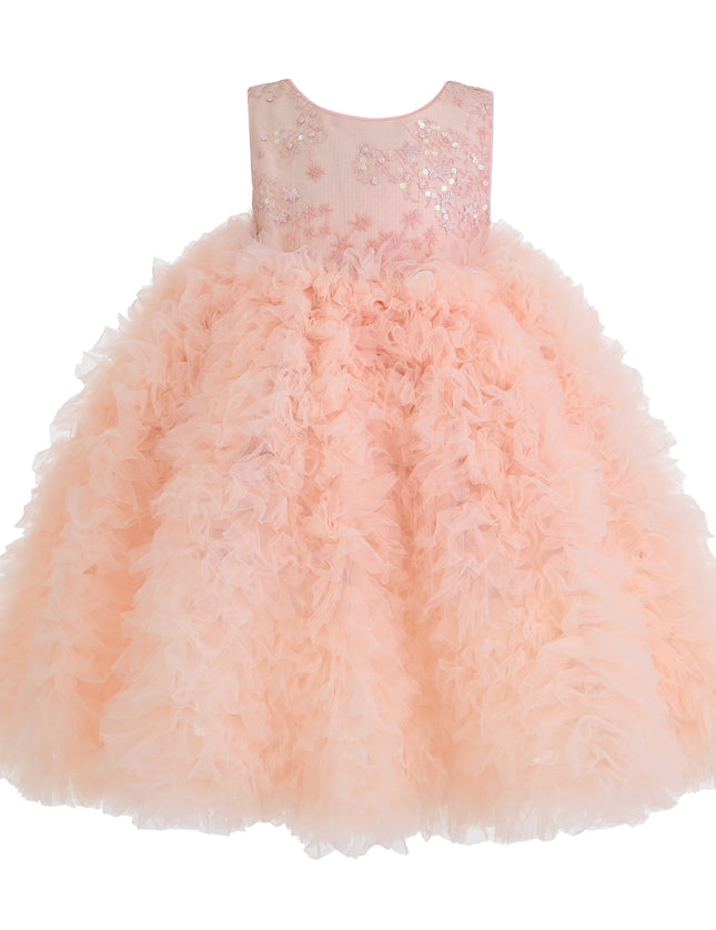 kids atelier Tulleen Pink Beatrice Ruffled Tulle Dress