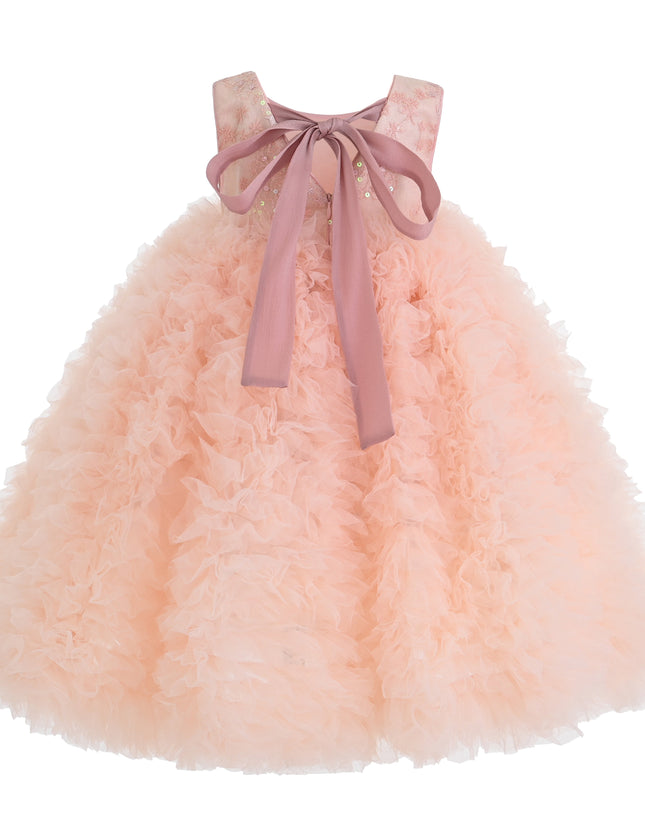 kids atelier Tulleen Pink Beatrice Ruffled Tulle Dress