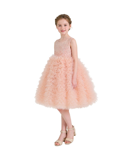 kids atelier Tulleen Pink Beatrice Ruffled Tulle Dress