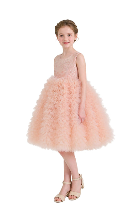 kids atelier Tulleen Pink Beatrice Ruffled Tulle Dress
