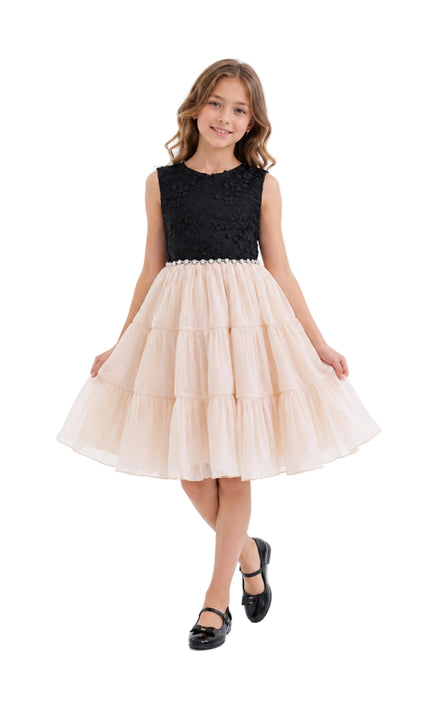 kids atelier tulleen Black Veyona Lace Tulle Dress