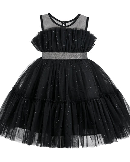kids atelier tulleen Black Isolara Tulle Glitter Bow Dress