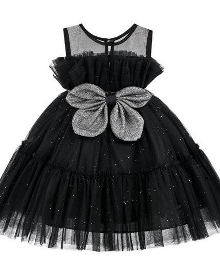 kids atelier tulleen Black Isolara Tulle Glitter Bow Dress