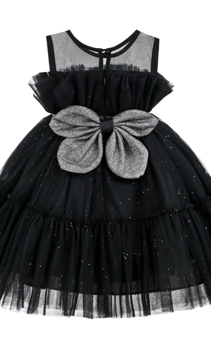 kids atelier tulleen Black Isolara Tulle Glitter Bow Dress