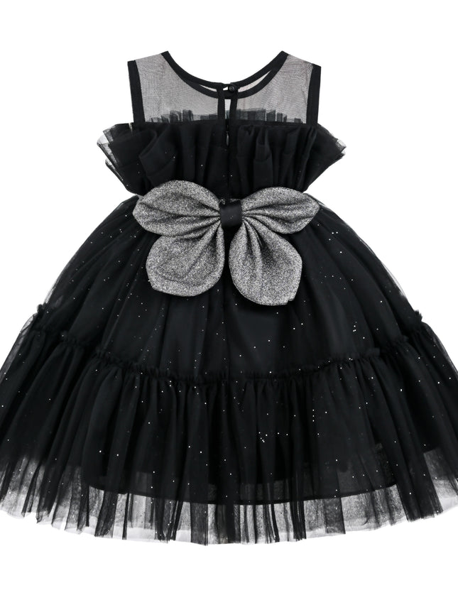 kids atelier tulleen Black Isolara Tulle Glitter Bow Dress