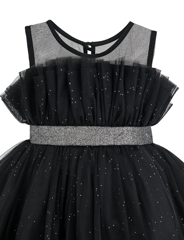 kids atelier tulleen Black Isolara Tulle Glitter Bow Dress