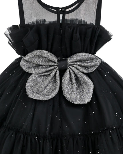 kids atelier tulleen Black Isolara Tulle Glitter Bow Dress