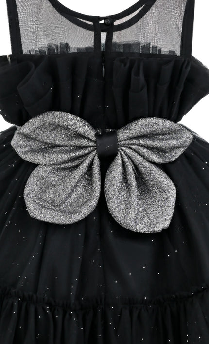 kids atelier tulleen Black Isolara Tulle Glitter Bow Dress