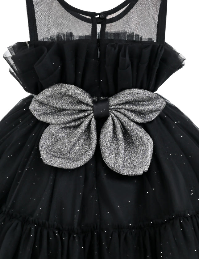 kids atelier tulleen Black Isolara Tulle Glitter Bow Dress