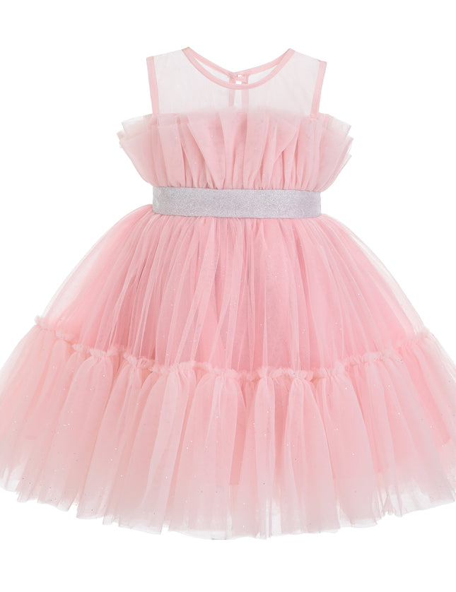 kids atelier tulleen Pink Isolara Tulle Glitter Bow Dress