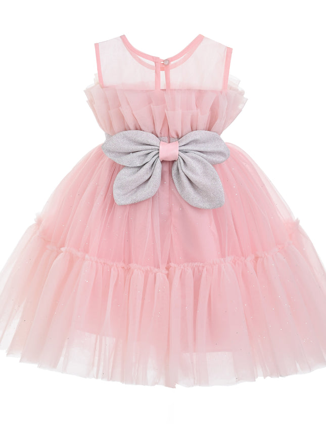 kids atelier tulleen Pink Isolara Tulle Glitter Bow Dress