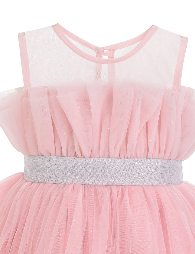 kids atelier tulleen Pink Isolara Tulle Glitter Bow Dress