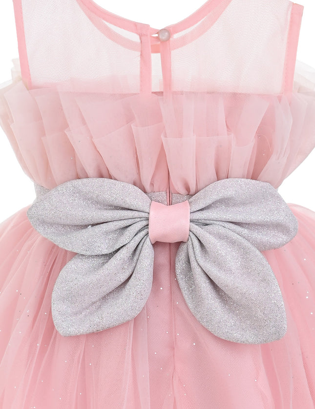 kids atelier tulleen Pink Isolara Tulle Glitter Bow Dress
