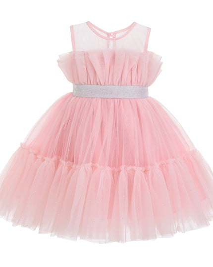 kids atelier tulleen Pink Isolara Tulle Glitter Bow Dress