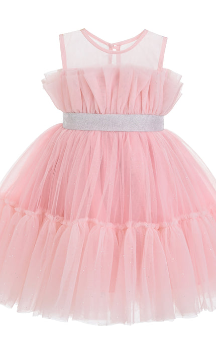 kids atelier tulleen Pink Isolara Tulle Glitter Bow Dress