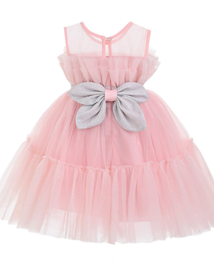 kids atelier tulleen Pink Isolara Tulle Glitter Bow Dress
