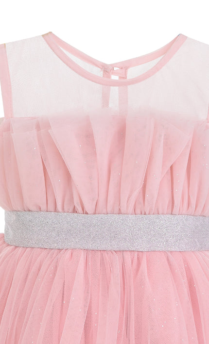 kids atelier tulleen Pink Isolara Tulle Glitter Bow Dress