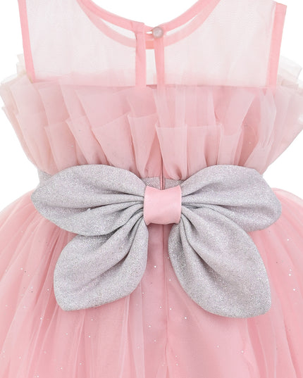 kids atelier tulleen Pink Isolara Tulle Glitter Bow Dress