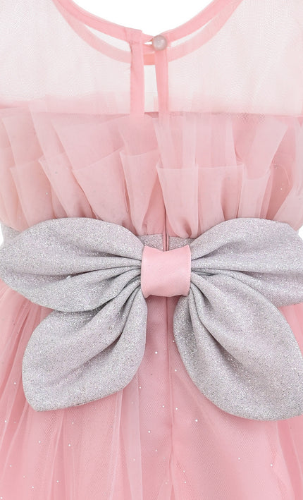 kids atelier tulleen Pink Isolara Tulle Glitter Bow Dress