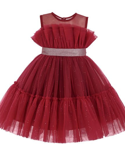 kids atelier tulleen Red Isolara Tulle Glitter Bow Dress