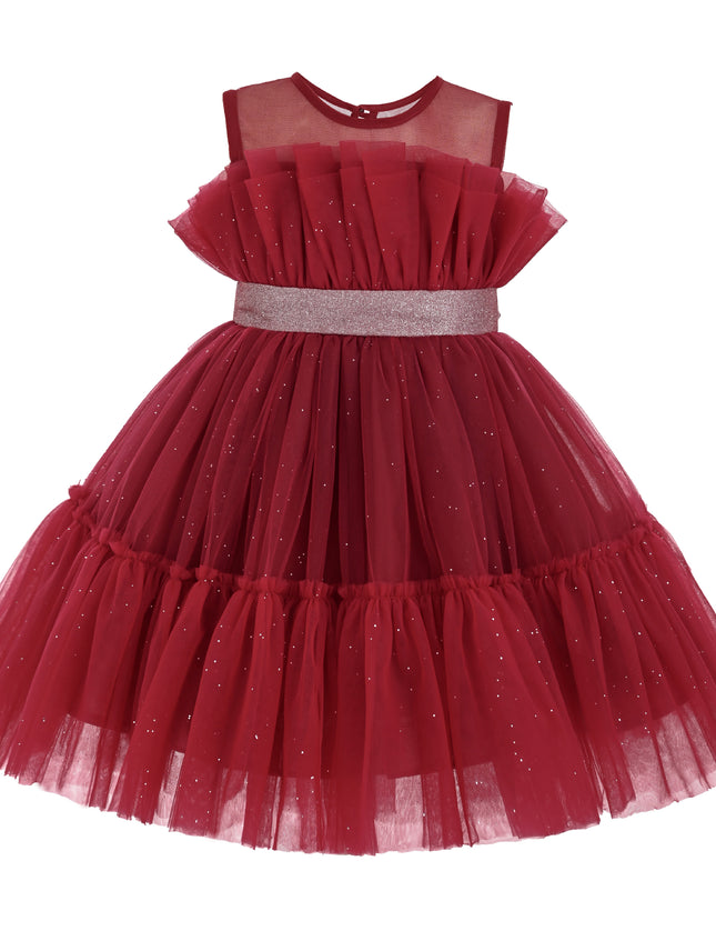 kids atelier tulleen Red Isolara Tulle Glitter Bow Dress