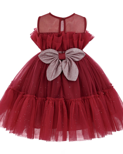 kids atelier tulleen Red Isolara Tulle Glitter Bow Dress