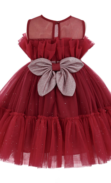 kids atelier tulleen Red Isolara Tulle Glitter Bow Dress
