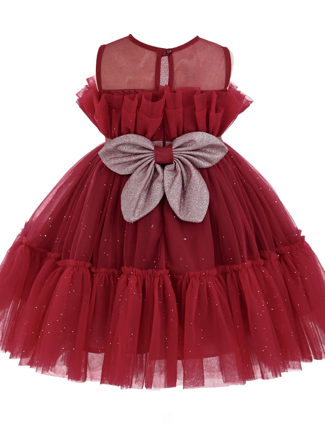 kids atelier tulleen Red Isolara Tulle Glitter Bow Dress