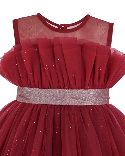 kids atelier tulleen Red Isolara Tulle Glitter Bow Dress