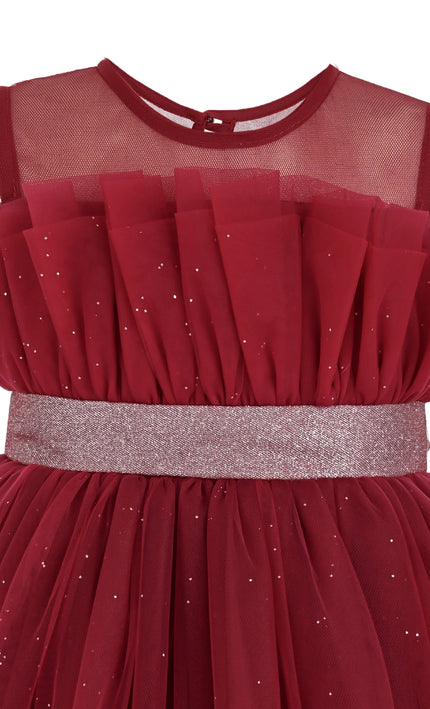 kids atelier tulleen Red Isolara Tulle Glitter Bow Dress