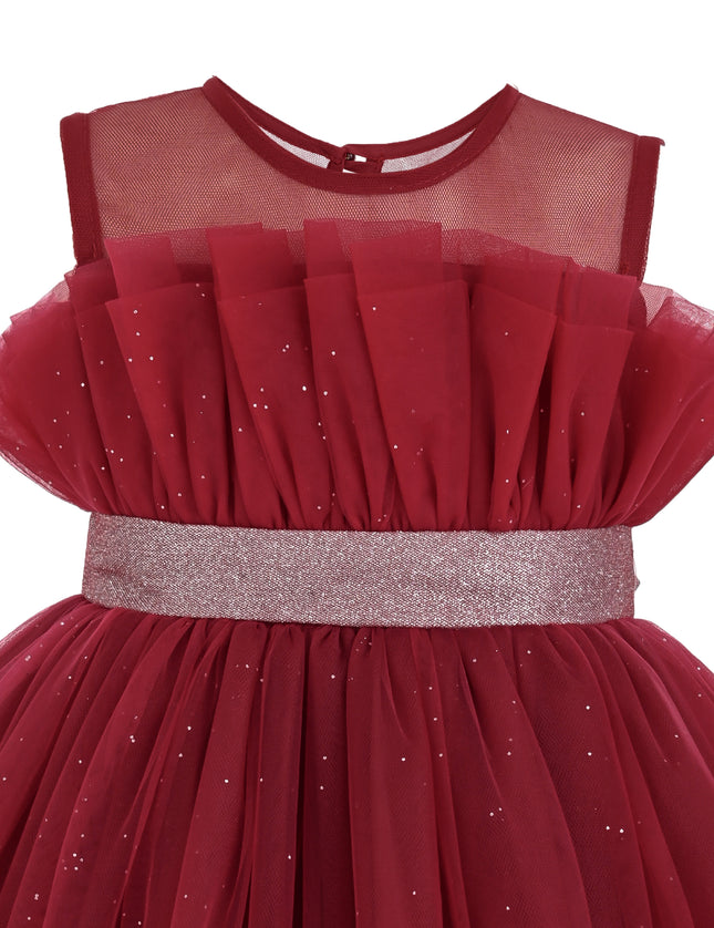 kids atelier tulleen Red Isolara Tulle Glitter Bow Dress