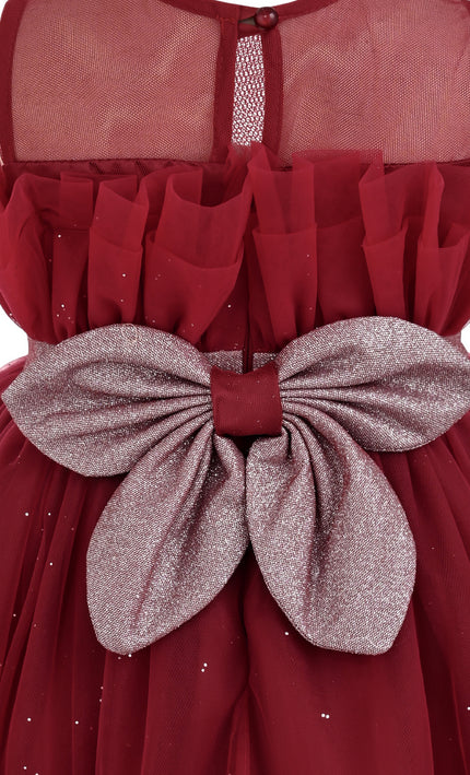 kids atelier tulleen Red Isolara Tulle Glitter Bow Dress