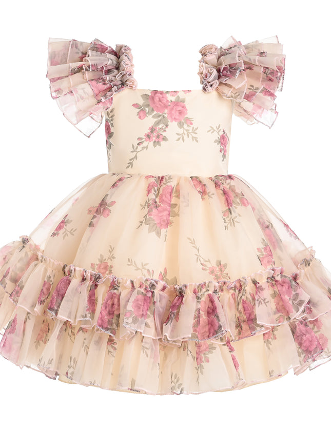 kids atelier tulleen Cream Rosavine Floral Tulle Dress