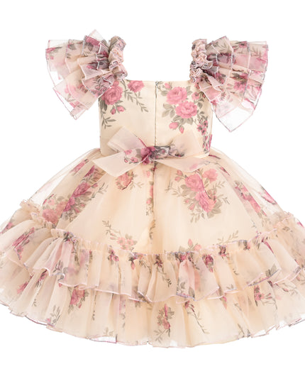 kids atelier tulleen Cream Rosavine Floral Tulle Dress