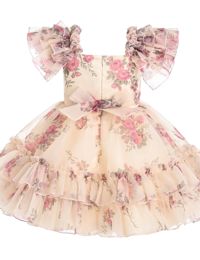 kids atelier tulleen Cream Rosavine Floral Tulle Dress