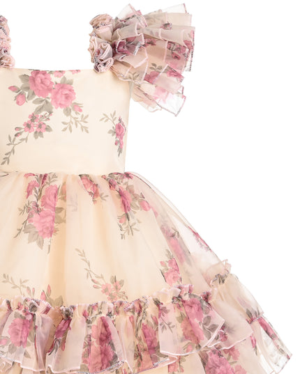 kids atelier tulleen Cream Rosavine Floral Tulle Dress