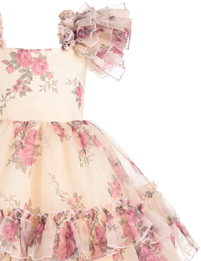 kids atelier tulleen Cream Rosavine Floral Tulle Dress