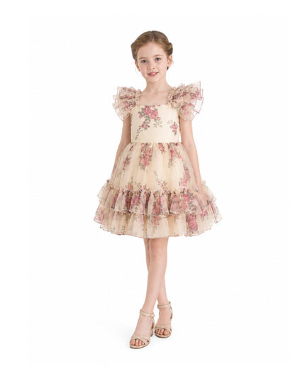 kids atelier tulleen Cream Rosavine Floral Tulle Dress