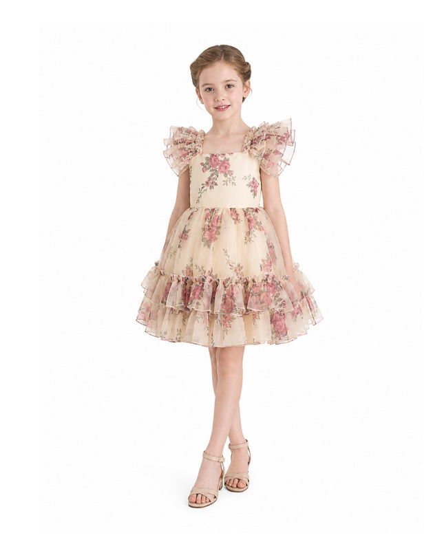 kids atelier tulleen Cream Rosavine Floral Tulle Dress