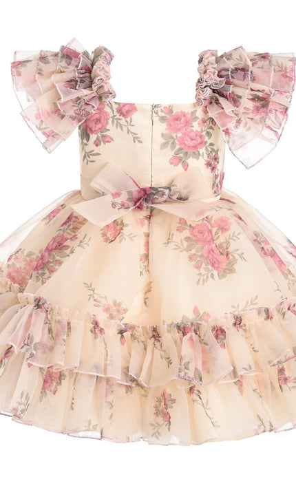 kids atelier tulleen Cream Rosavine Floral Tulle Dress