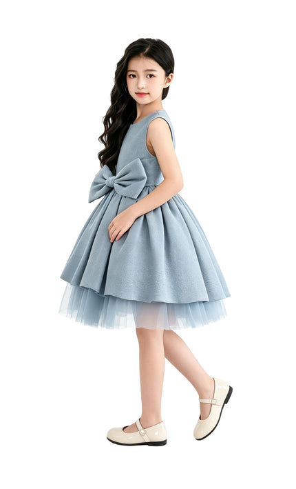 kids atelier tulleen Blue Isalyn Glitter Bow Dress