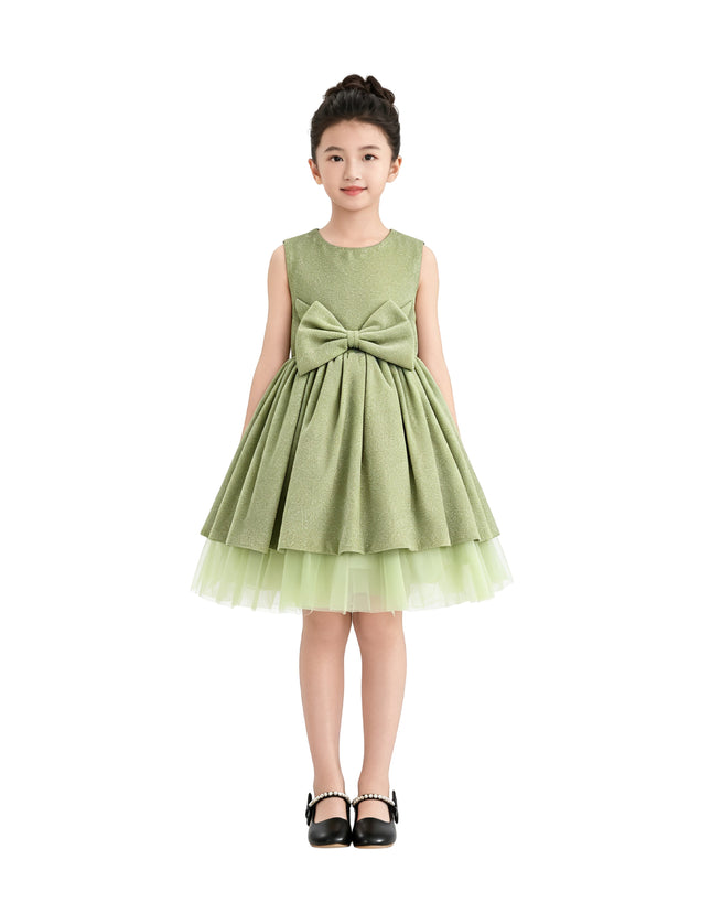 kids atelier tulleen Green Isalyn Glitter Bow Dress