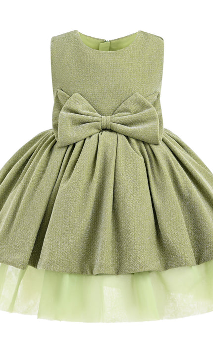 kids atelier tulleen Green Isalyn Glitter Bow Dress
