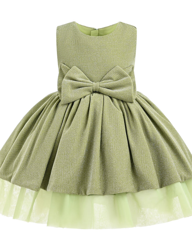 kids atelier tulleen Green Isalyn Glitter Bow Dress